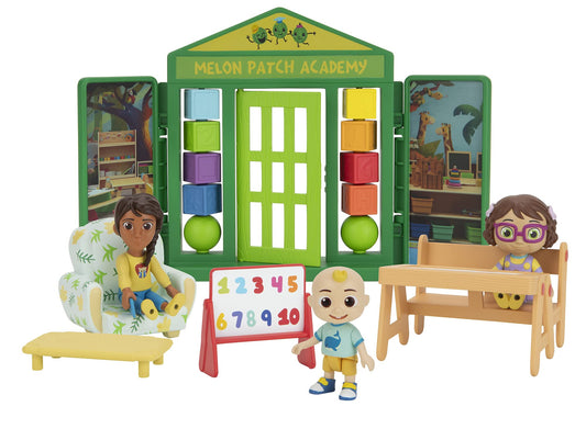 CoComelon figures JJ, Bella, and Ms Appleberry for imaginative play.