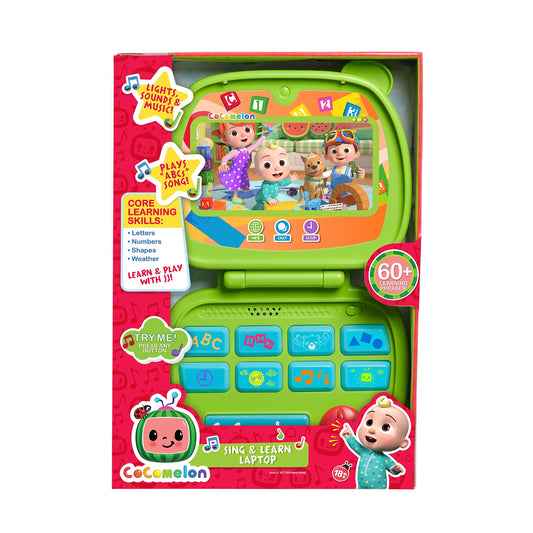 CoComelon laptop with built-in trackball adds interactive sound effects during play.