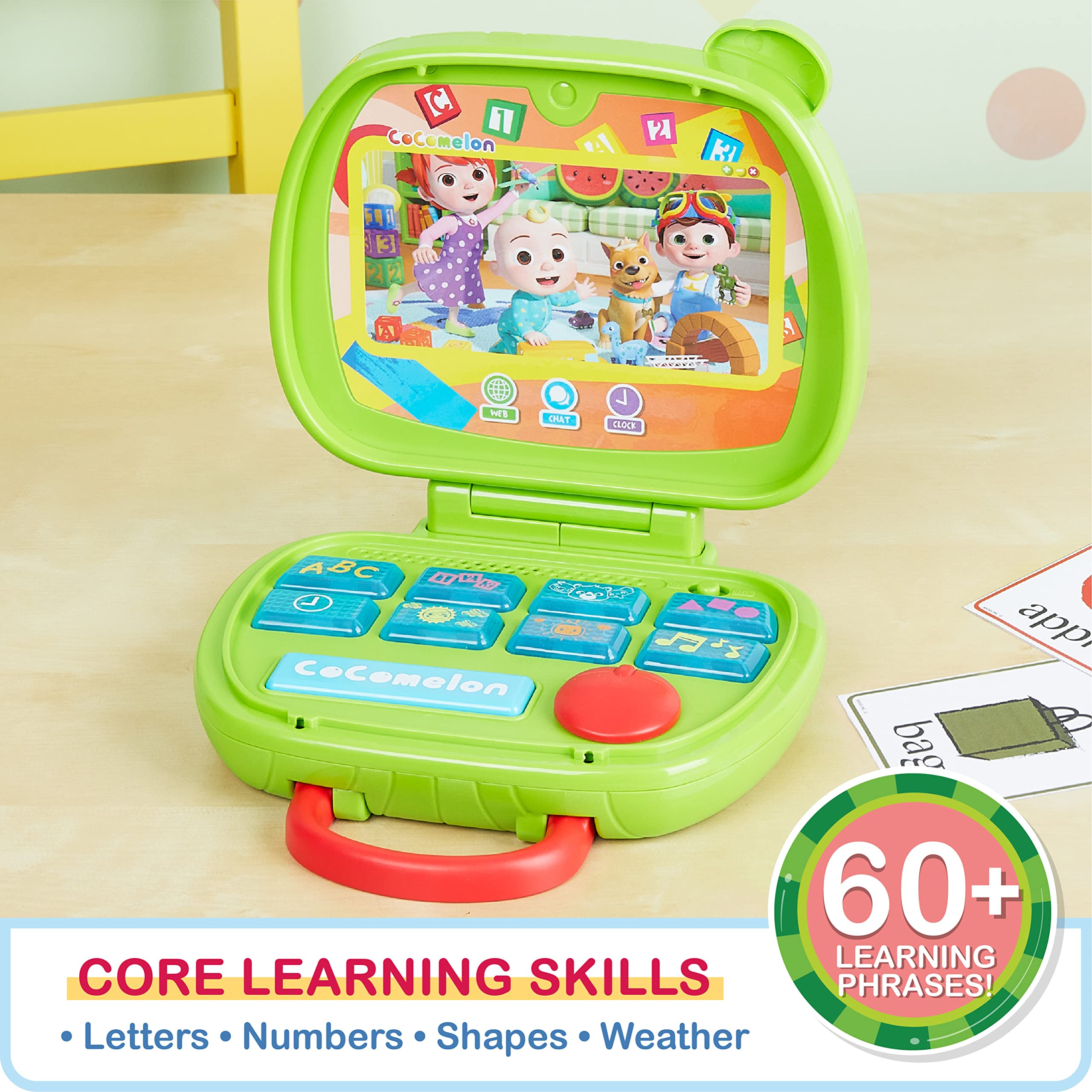 Chunky buttons light up to engage little hands and stimulate curiosity.
