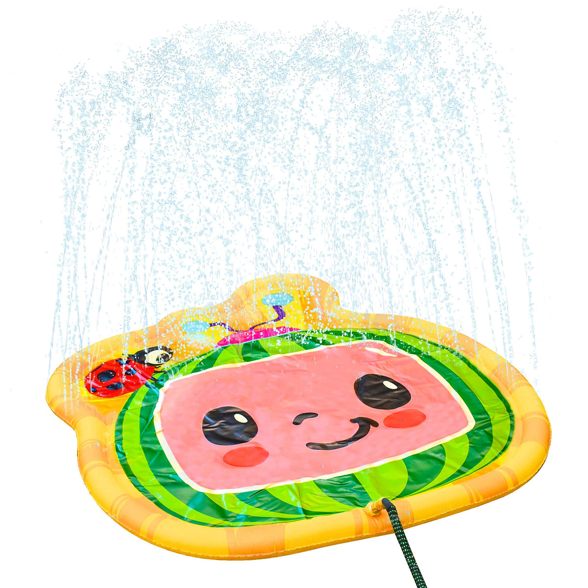 CoComelon Splash Pad logo design in bright colors for sunny backyard water play.