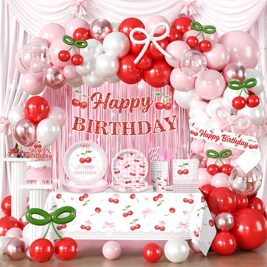 Cocomigo cherry birthday banner for a vibrant decor focal point