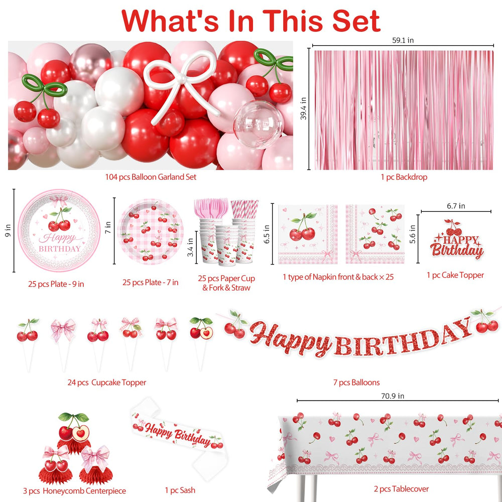Cocomigo pink cherry fringe decor adds romantic touches for parties