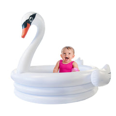 Coconut Float White Swan inflatable pool front view for 48-inch fun and safe toddler water play