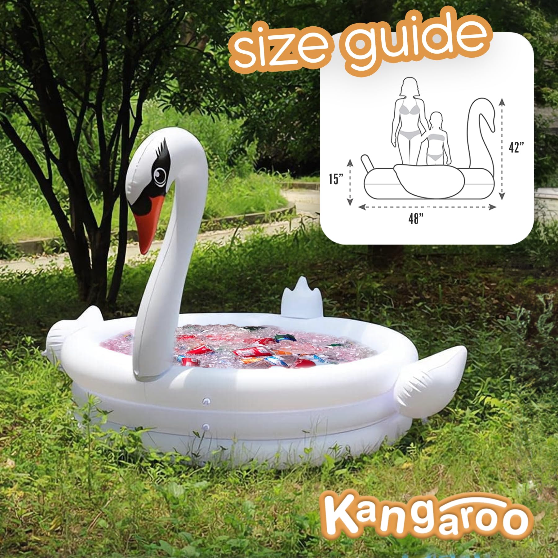 Coconut Float White Swan inflatable pool kids playing and splashing joyfully
