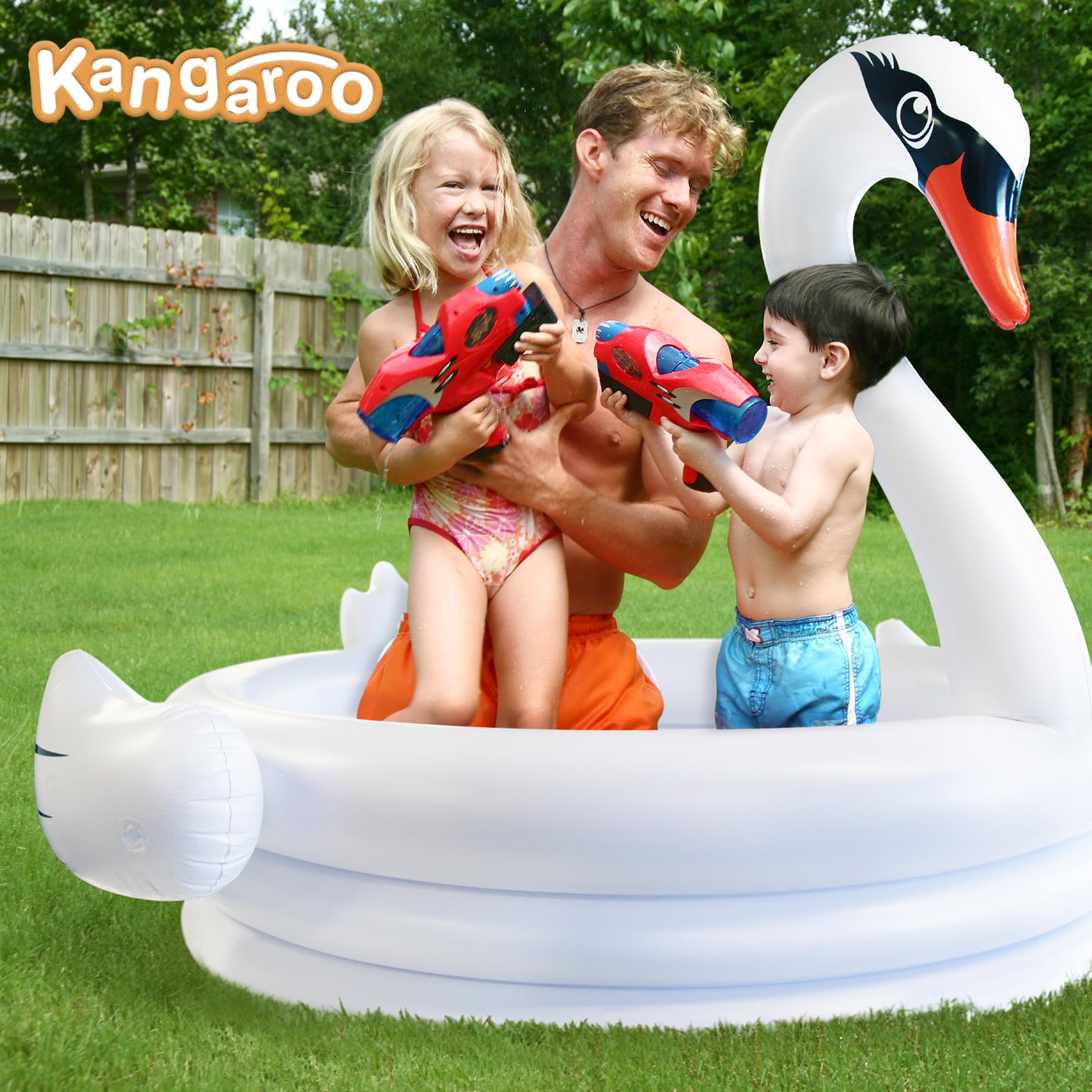 Coconut Float White Swan inflatable pool packaged for easy storage and transport