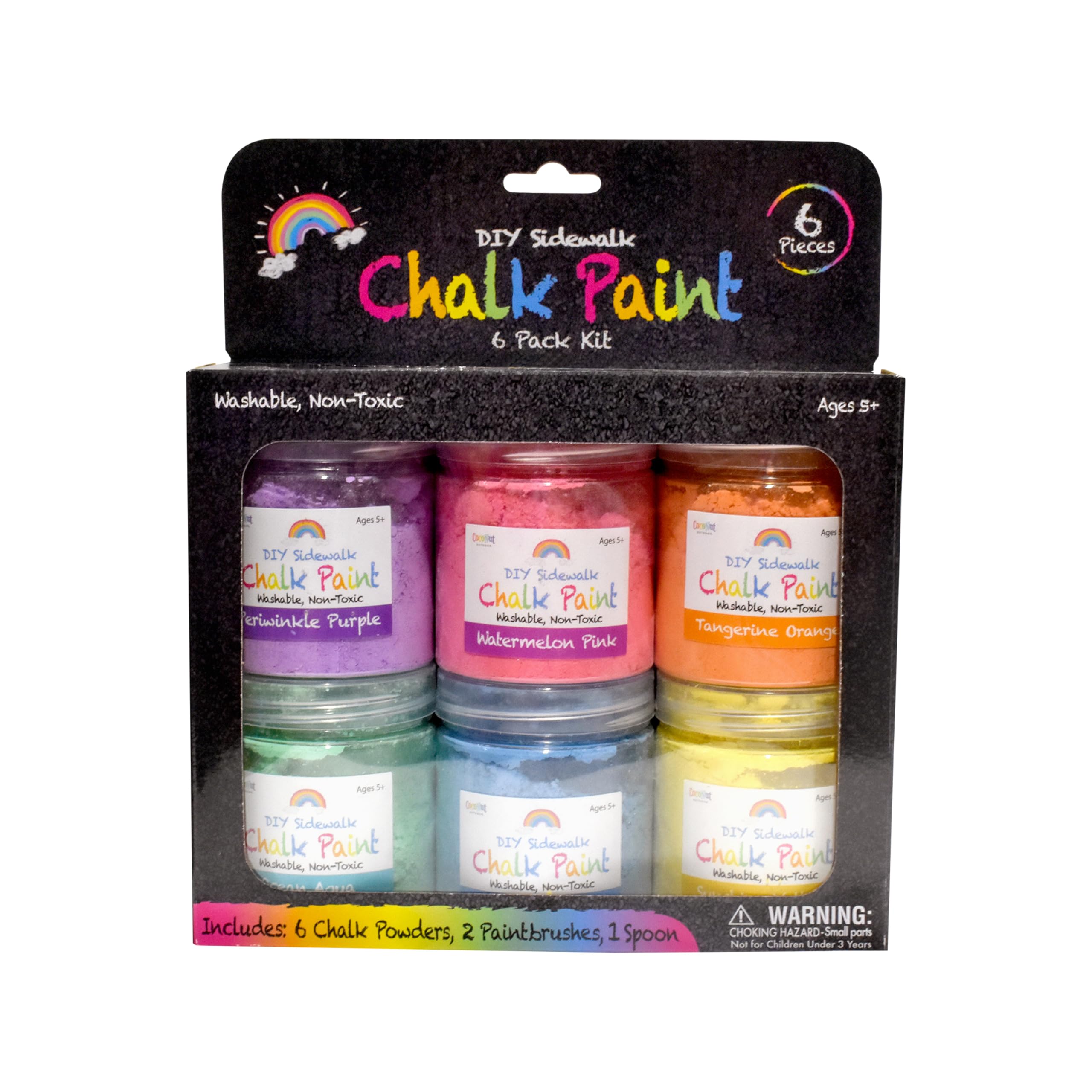 CocoNut Outdoor chalk paint 6pk colors for outdoor murals and playful sidewalk art