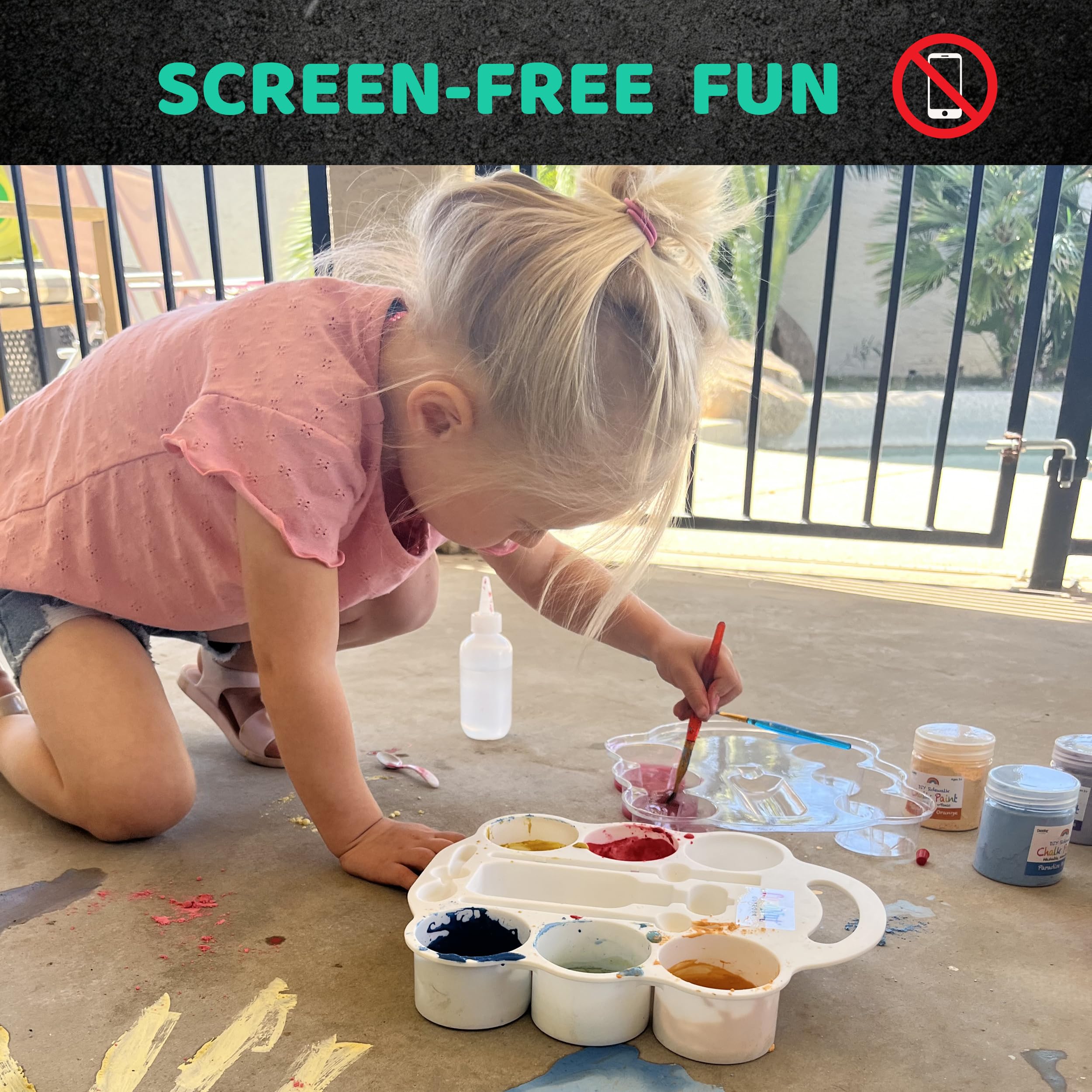 Non-toxic, washable pigments for safe, screen-free outdoor creativity