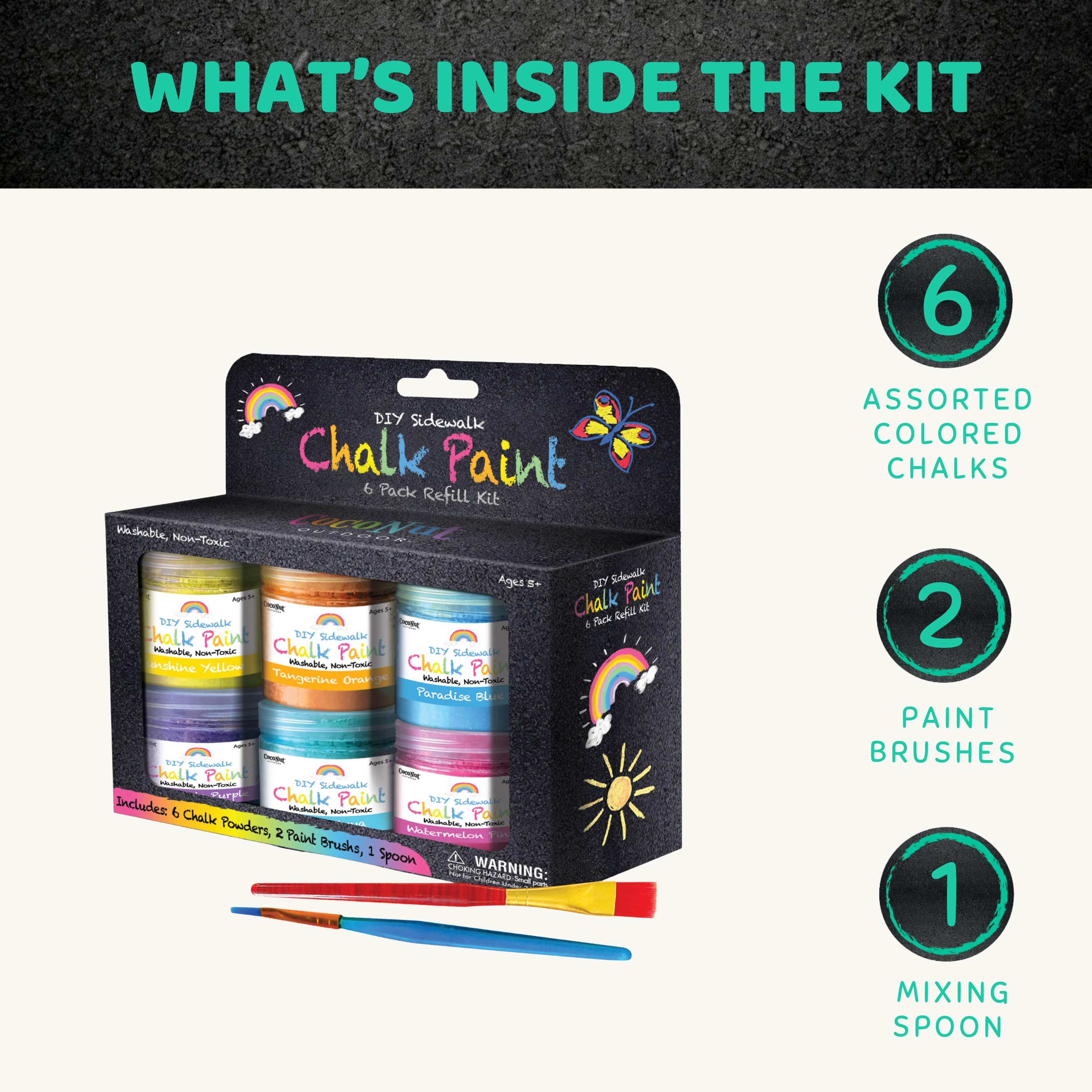 Mix with water for smooth application on sidewalks or chalkboards