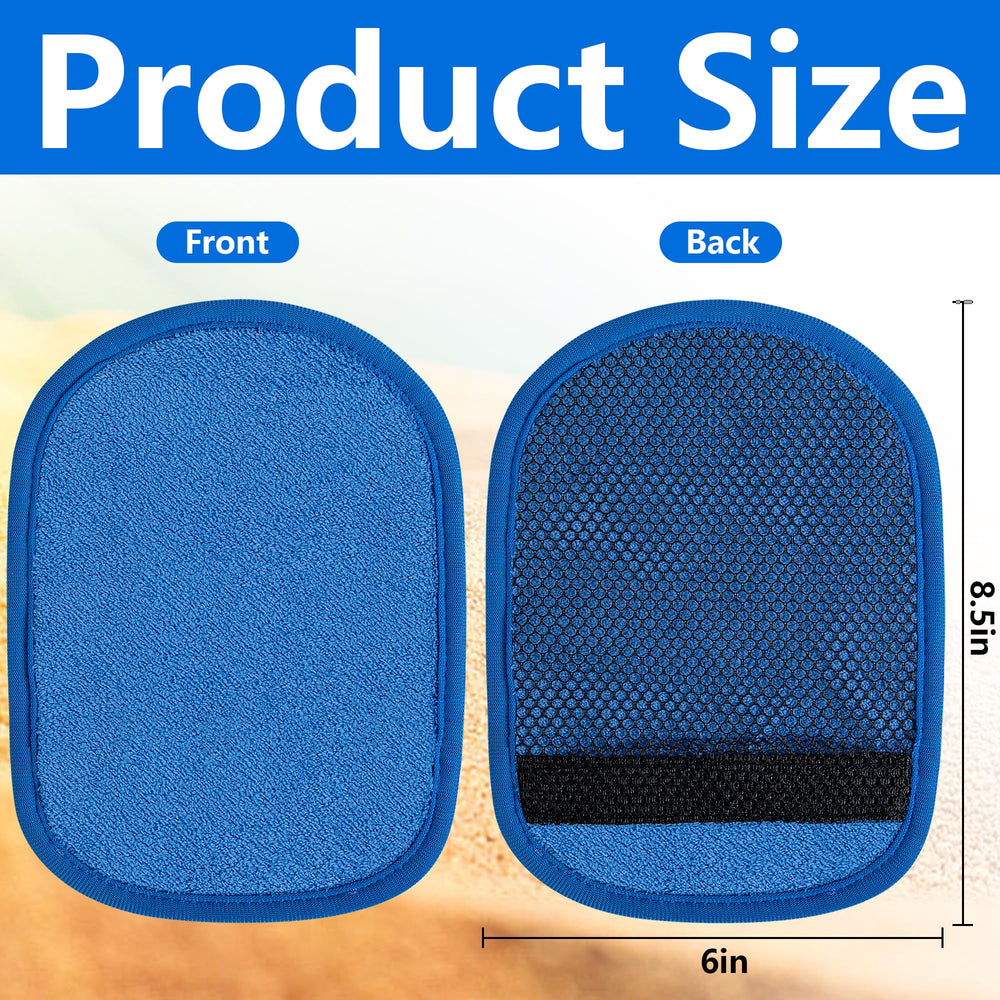 Codree sand remover mitt in action wiping sand from hands and arms