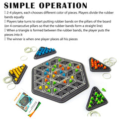 COHHFWPD Chain Triangle Chess Game rubber bands form triangles for tactile play sessions.