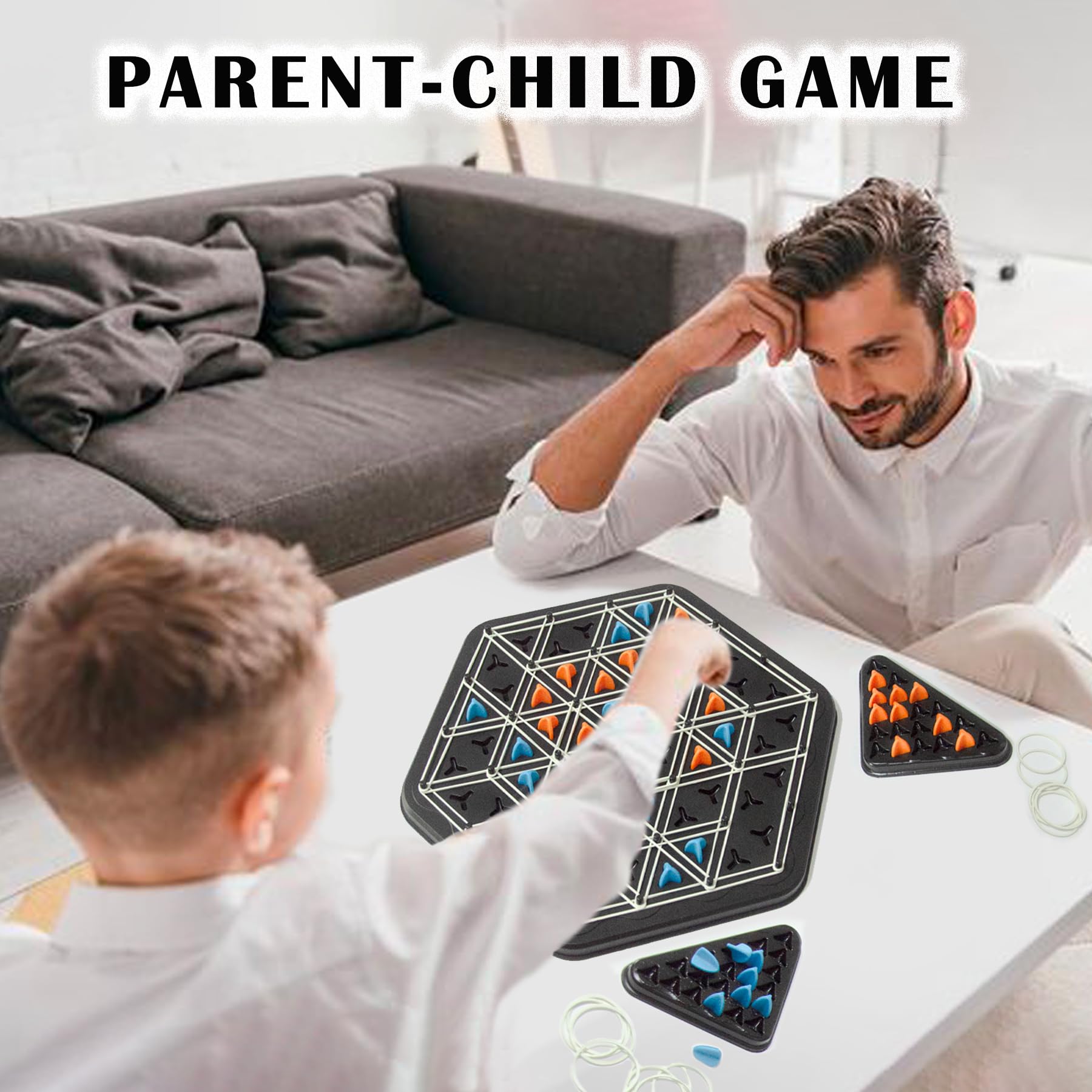COHHFWPD Chain Triangle Chess Game setup shows simple, age-friendly assembly.