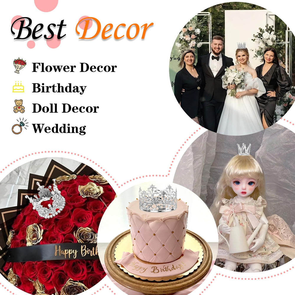 COIDEA four-piece crown topper set for cakes, flowers, and décor