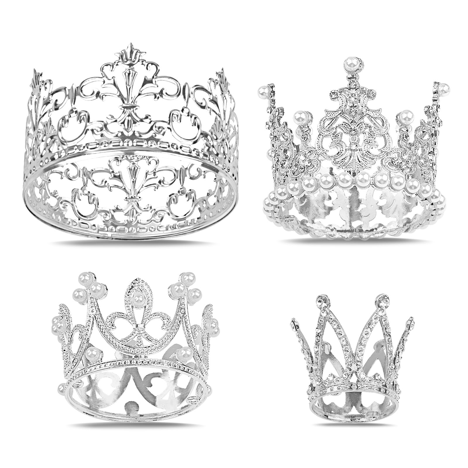COIDEA silver crown topper for birthday cake adds sparkling elegance