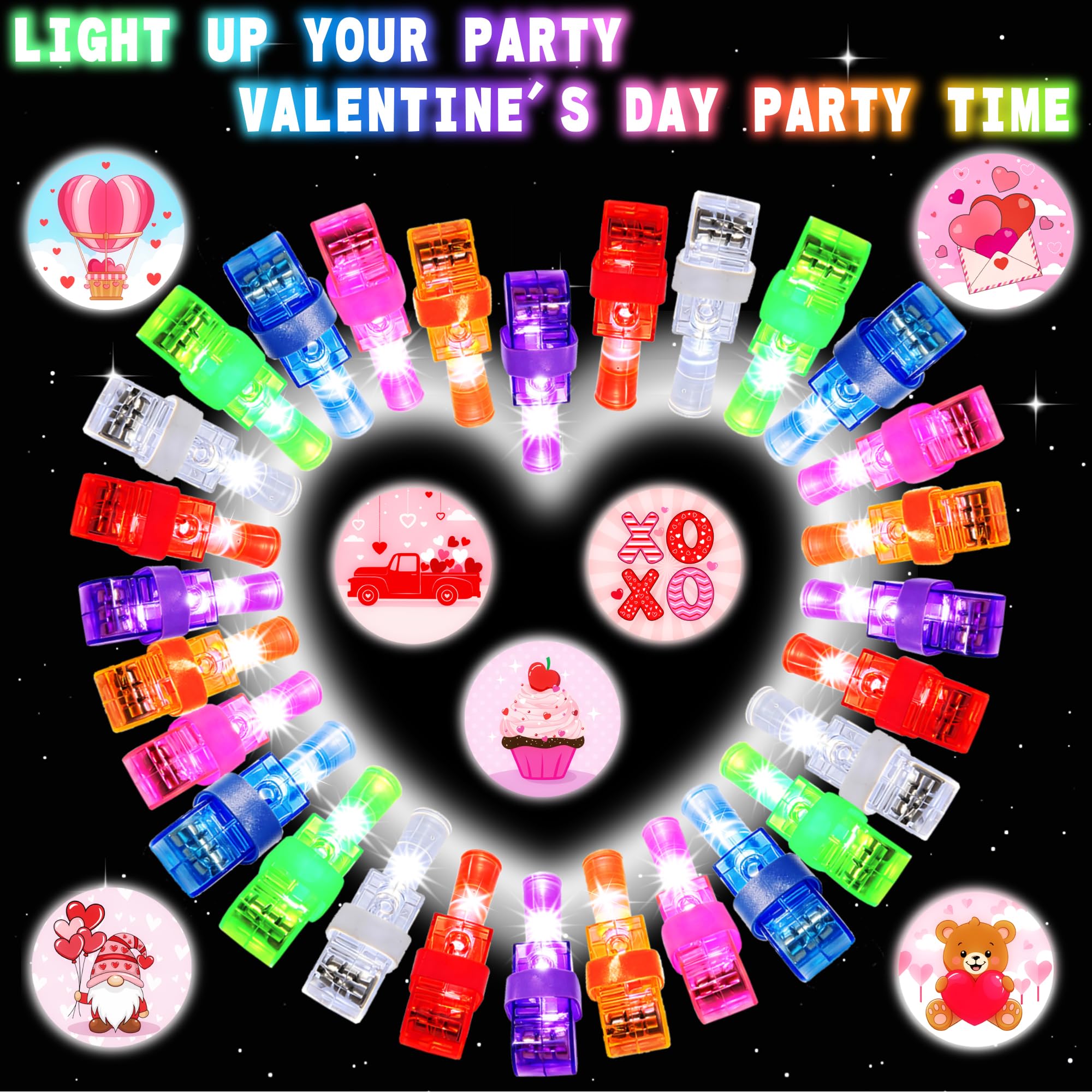 COKOKA projected-pattern finger lights enhance kids Valentines party visuals