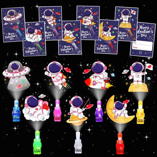 COKOKA Valentine space cards with finger lights for classroom exchanges