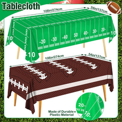 Cokoness football pattern tablecloth adds sports-themed decor.