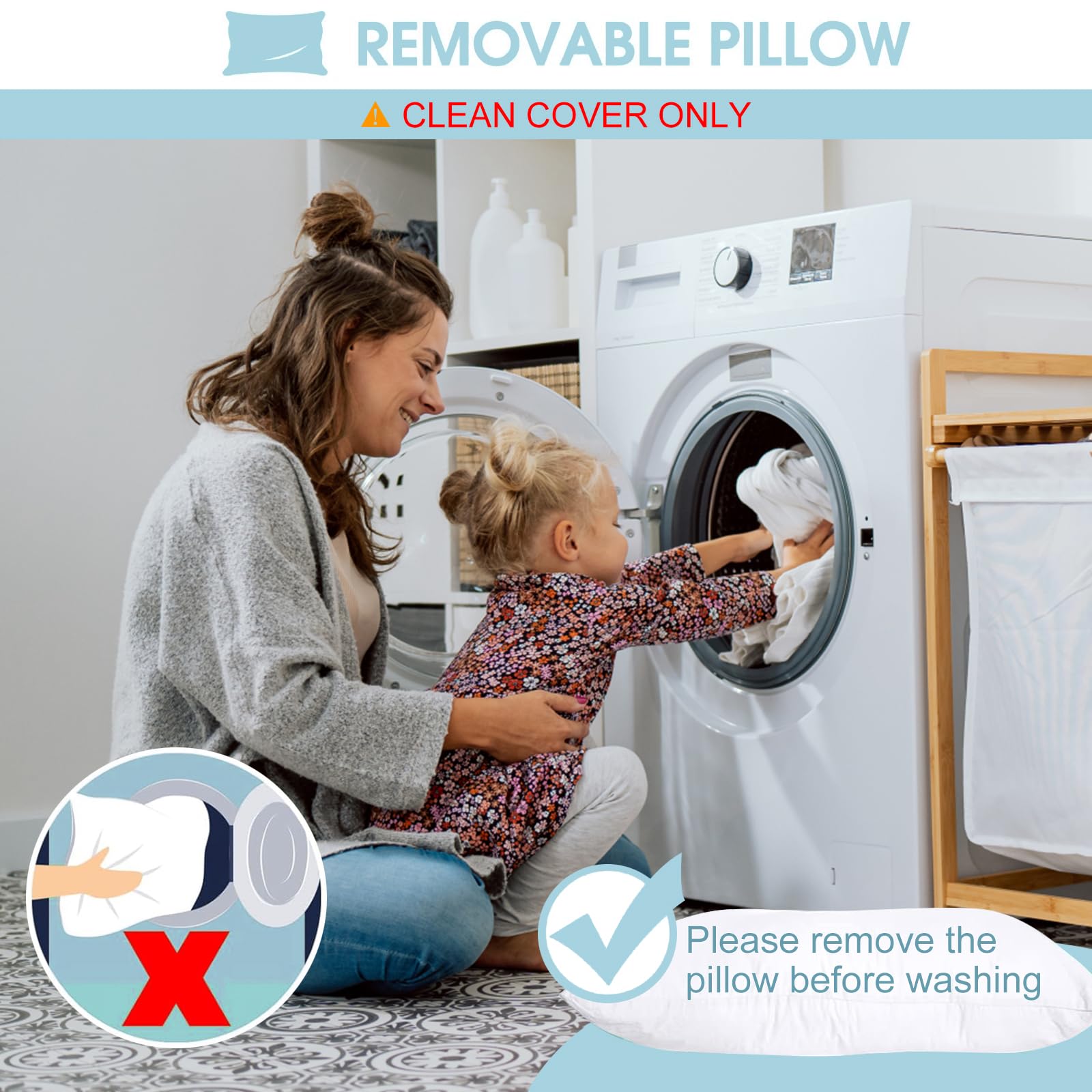 Cokouchyi nap mat features a removable pillow for easy cleaning.