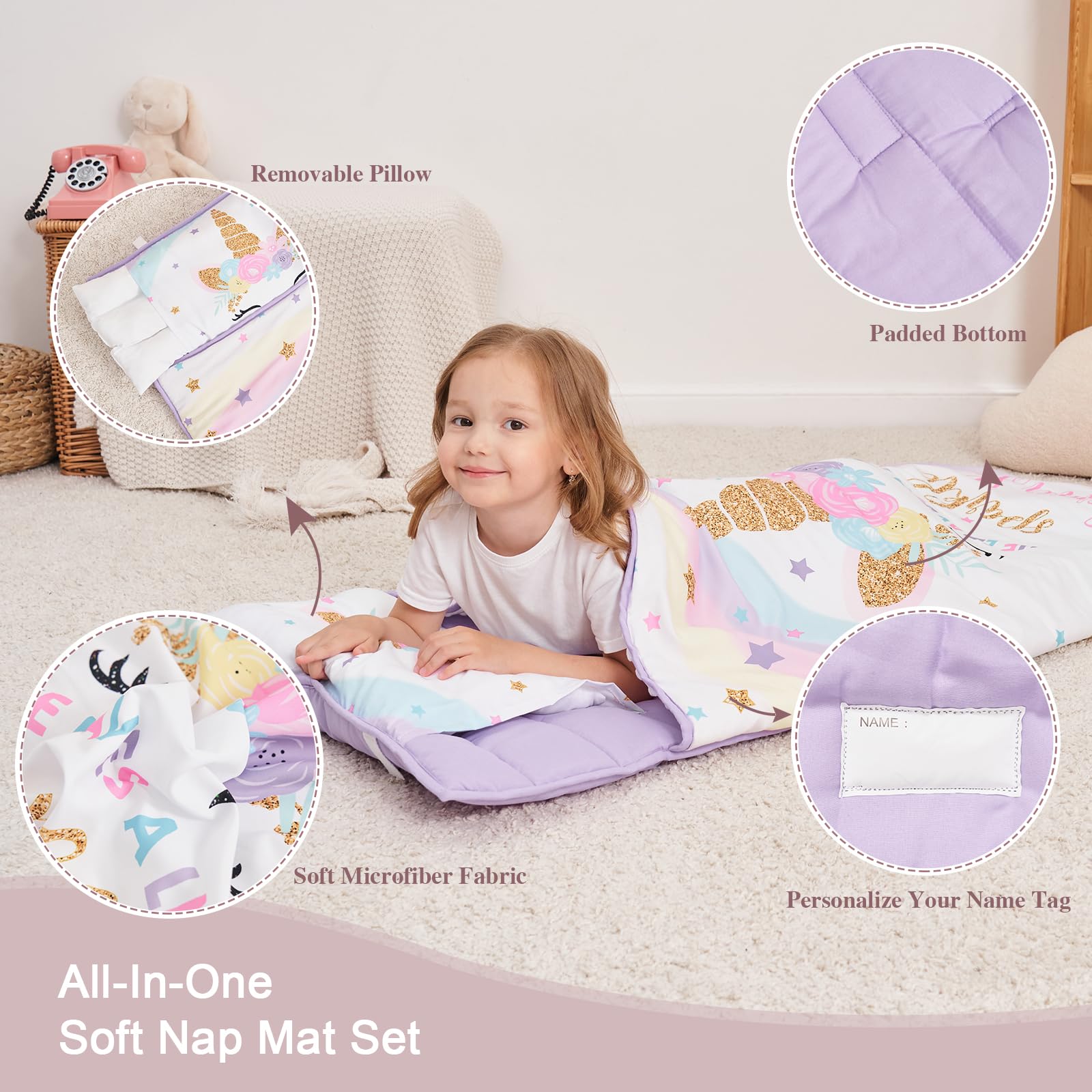 Cokouchyi nap mat roll-and-go design with strap and storage bag for daycare.