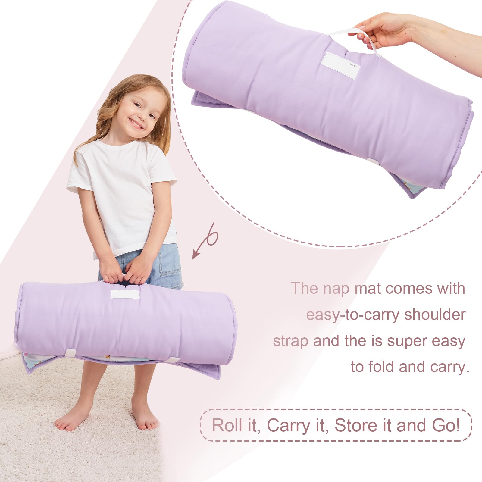 Cokouchyi nap mat blanket with microfiber fleece provides warm, gentle touch.