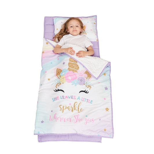 Cokouchyi unicorn toddler nap mat shows a roomy 53 x 21 inch surface for cozy naps.