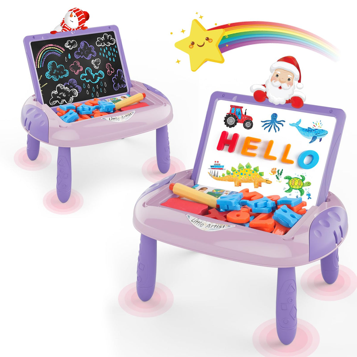 Cokzer Unicorn Pink Doodle Board top view promotes creative play for toddlers