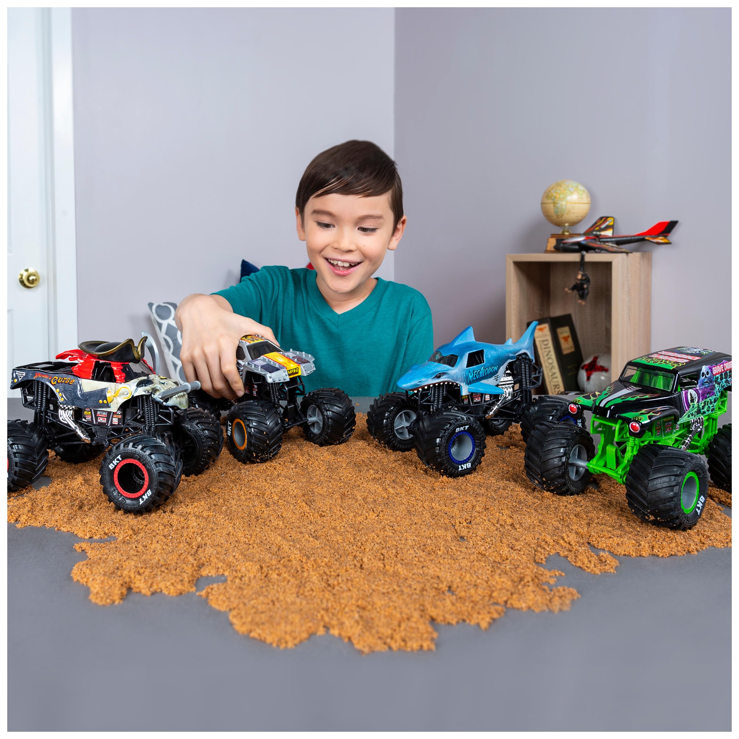 Collectible Monster Jam trucks enable easy mini events and display.