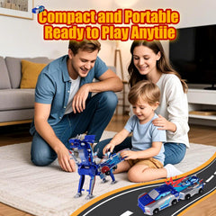 Collision Transforming Dinosaur Car Toy – blue dino gift-pack setup ideal for birthdays and parties.