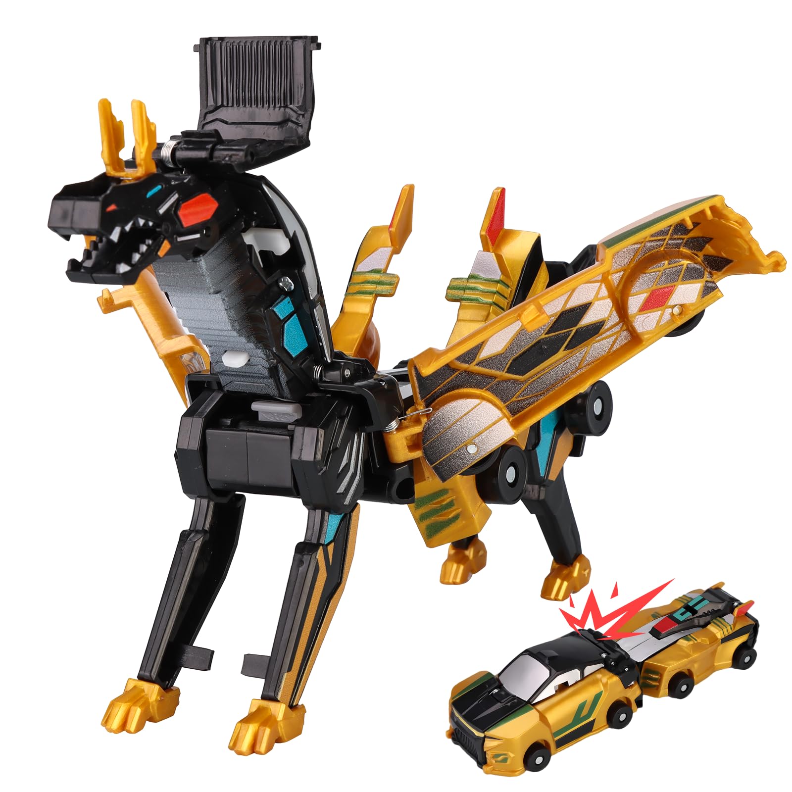 Collision Transforming Dinosaur Car Toy front view showcases magnetic crash transformation for kids