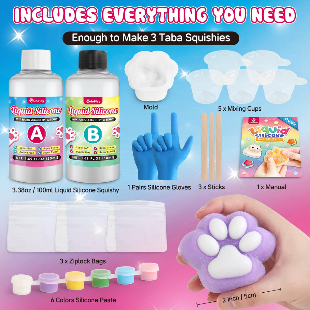 ColoPlay Taba Squishy Kit cat paw mold for soft, playful squishies
