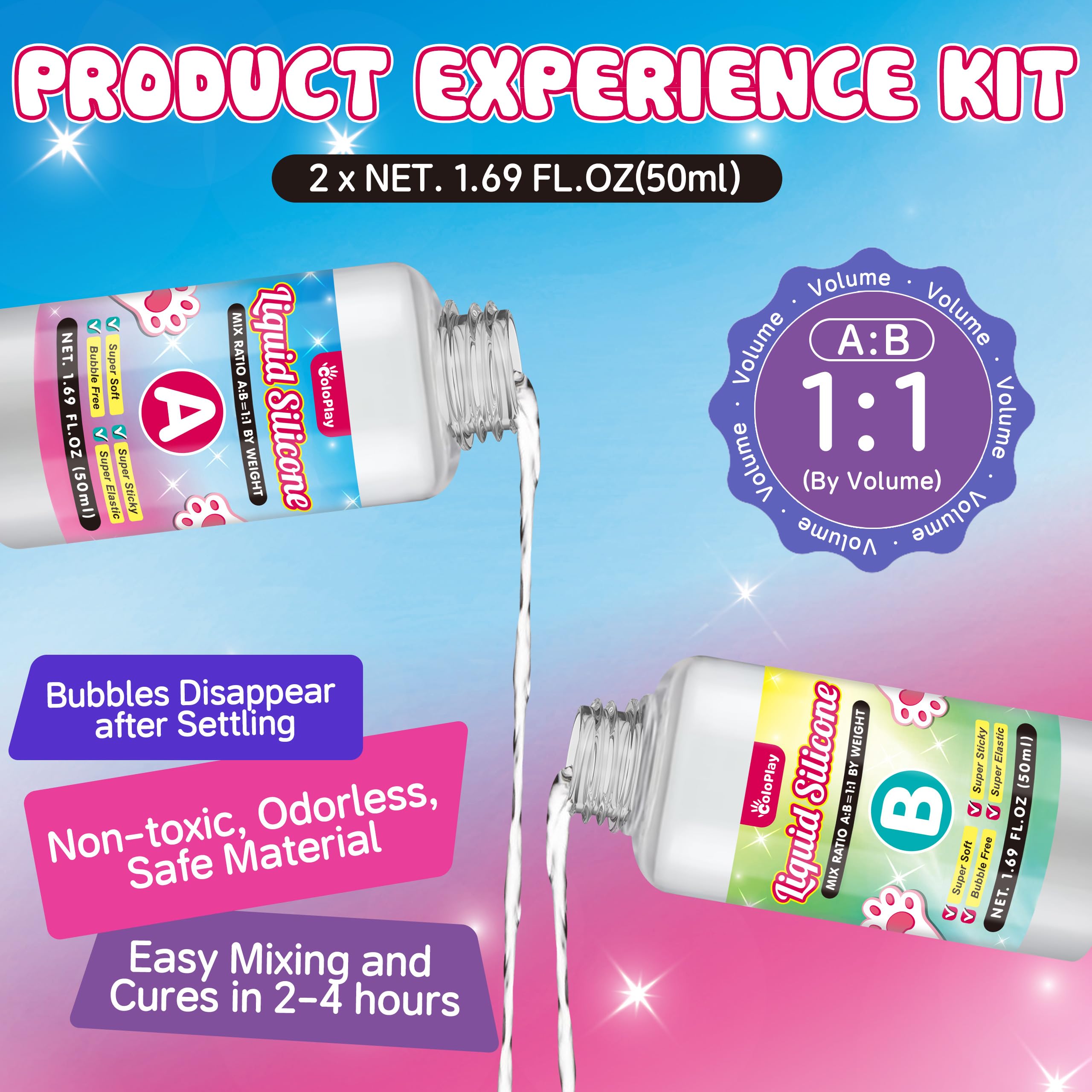 ColoPlay kit includes mixing cups and gloves for clean crafting