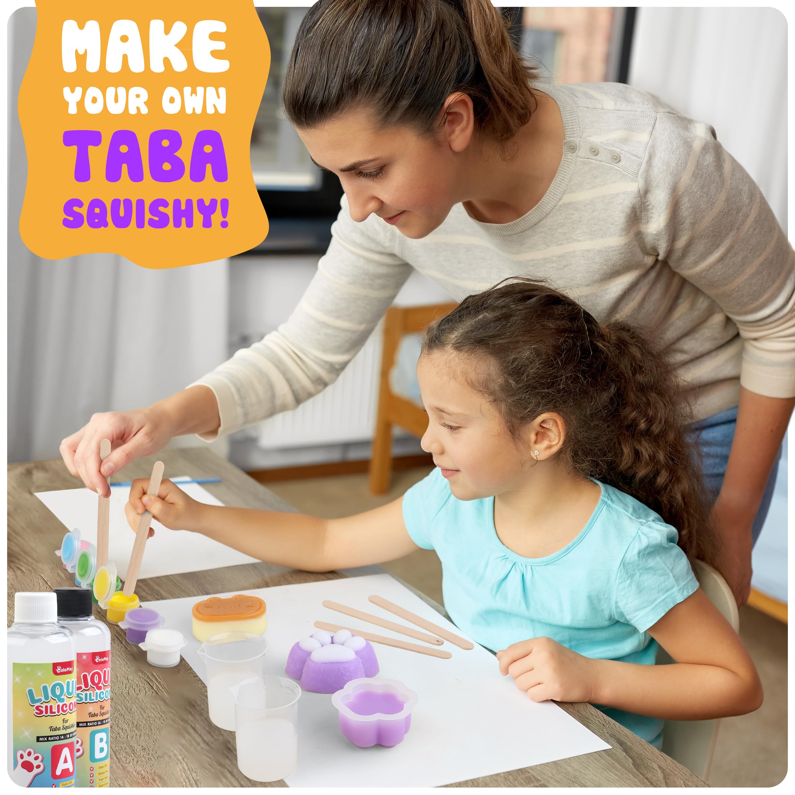 ColoPlay Taba Squishy Kit includes mold and flocking.