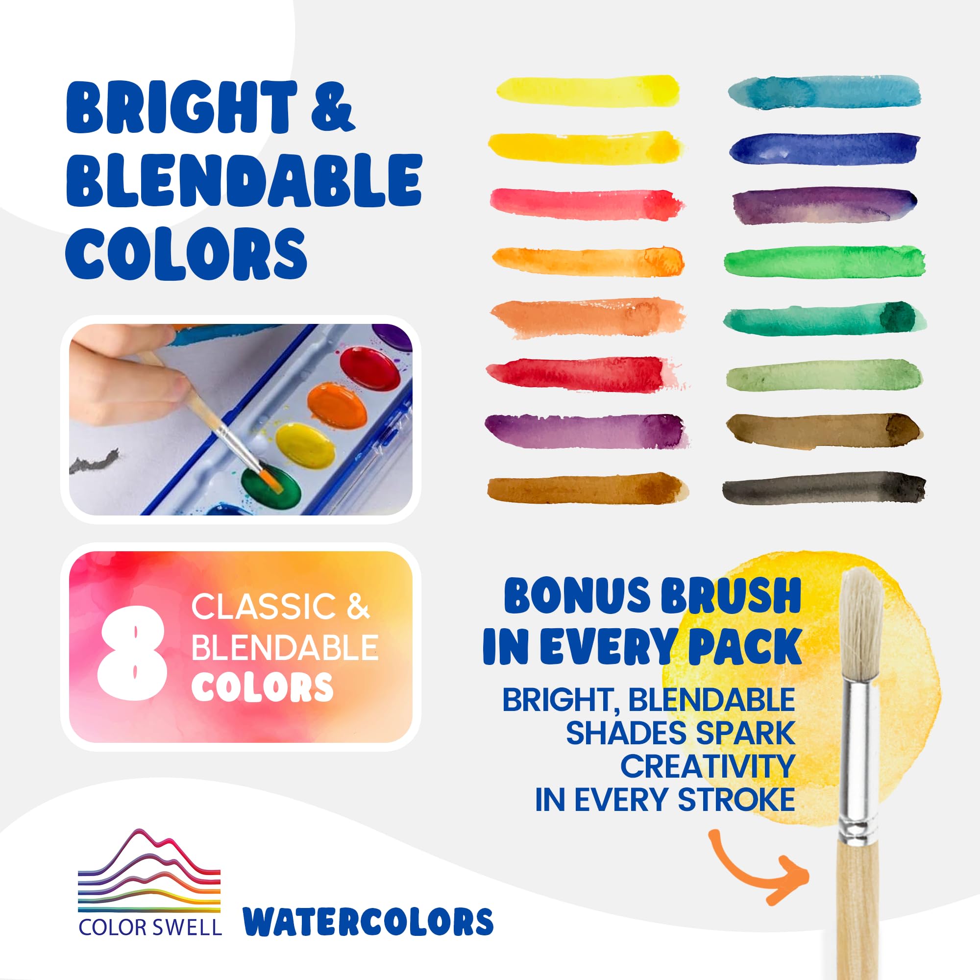 Color Swell eight classic colors swatches showing vibrant hues