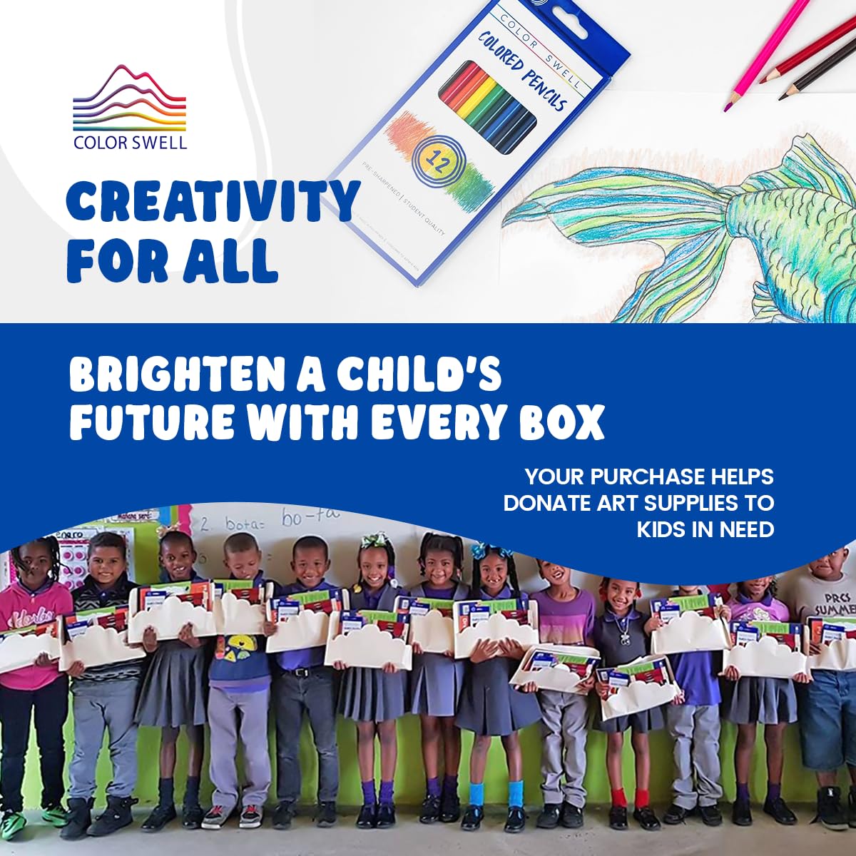 Color Swell storage box keeps pencils organized between classes and activities.