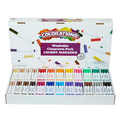 Colorations washable chubby markers in a 256-count pack with easy cleanup.