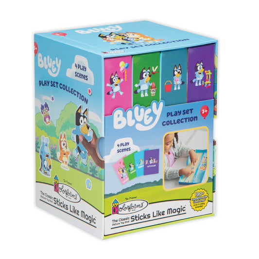 Colorforms Bluey Garden Fun scene—repositionable stickers spark creative outdoor play.