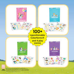 Colorforms Bluey Lets Play scene—imaginative playtime with repositionable shapes.