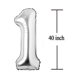COLORFUL ELVES silver 13-number balloon closeup showing reflective surface