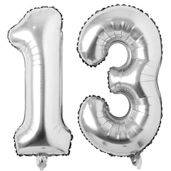 COLORFUL ELVES silver 13-number balloon 40-inch foil backdrop for birthdays