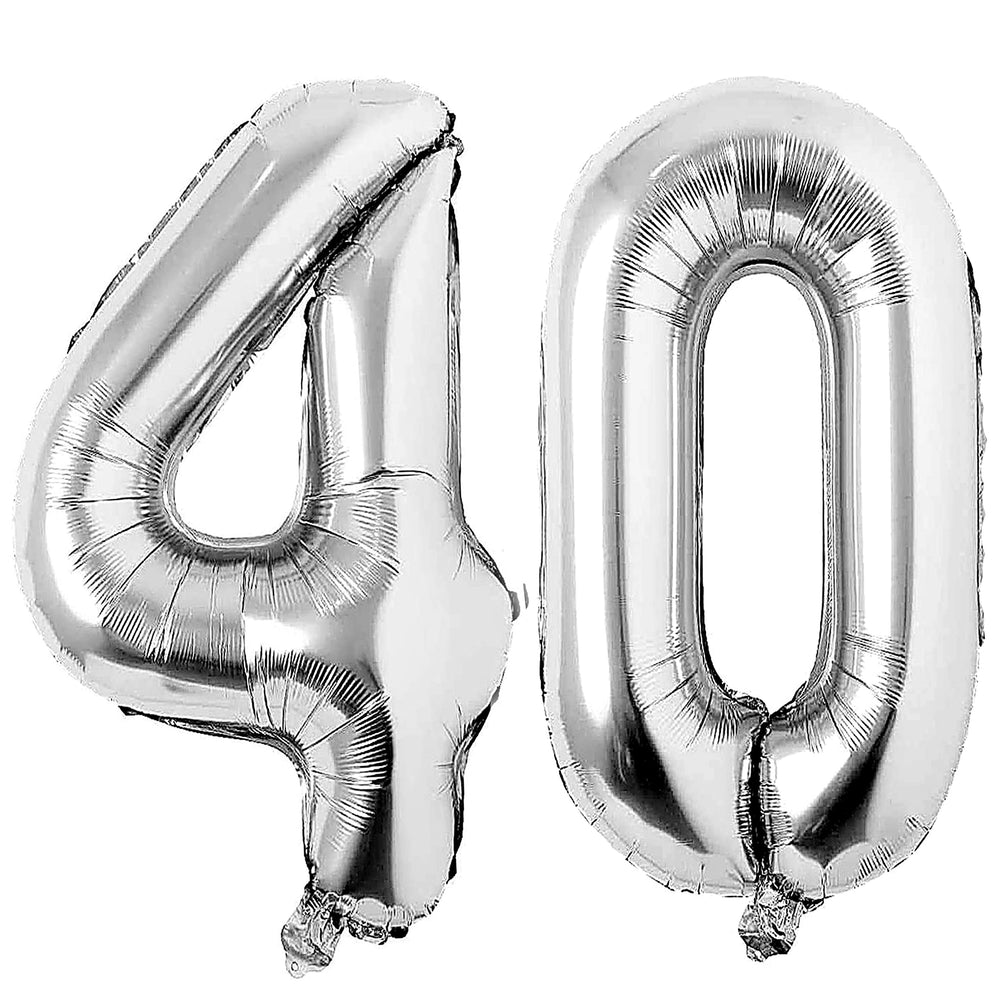 Colorful Elves silver 40-number balloon for festive decor and photo moments