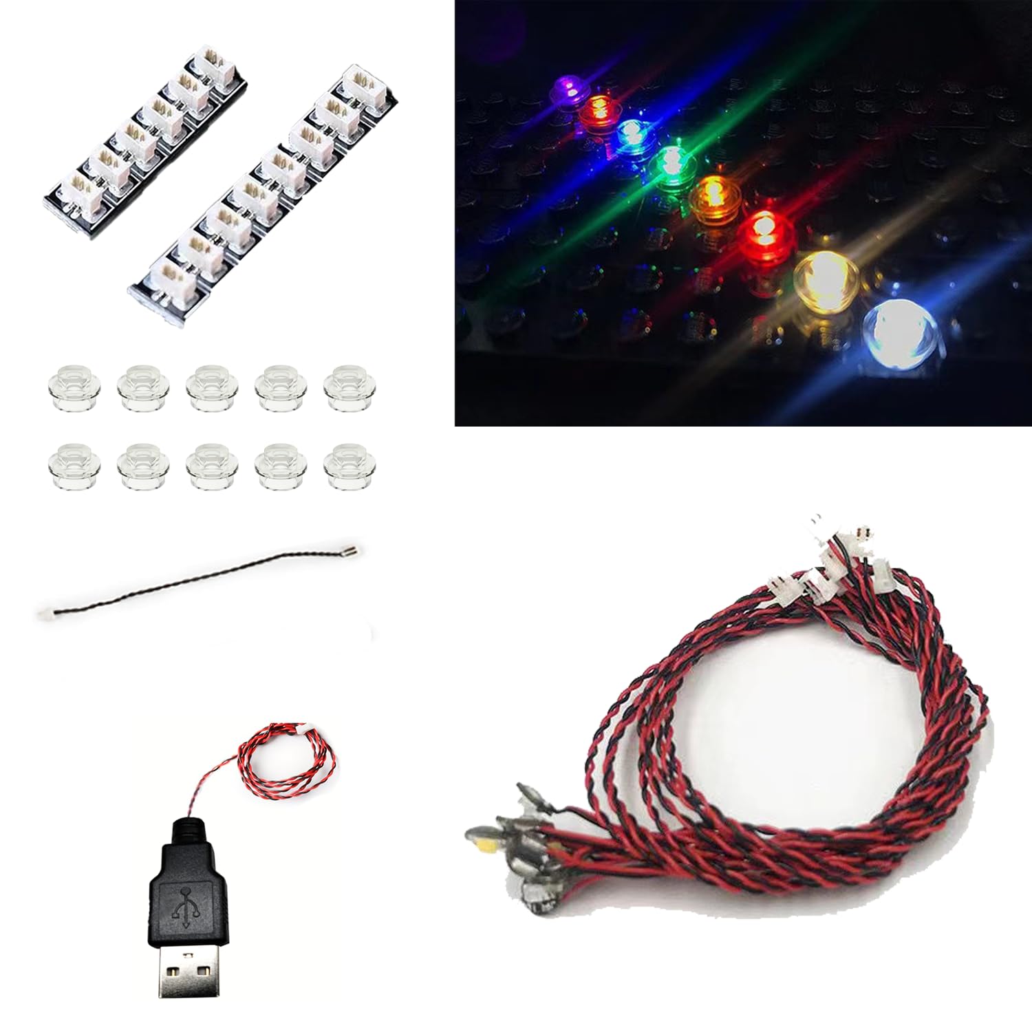 Colorful LED Lighting Kit dot lights provide uniform brightness for brick models