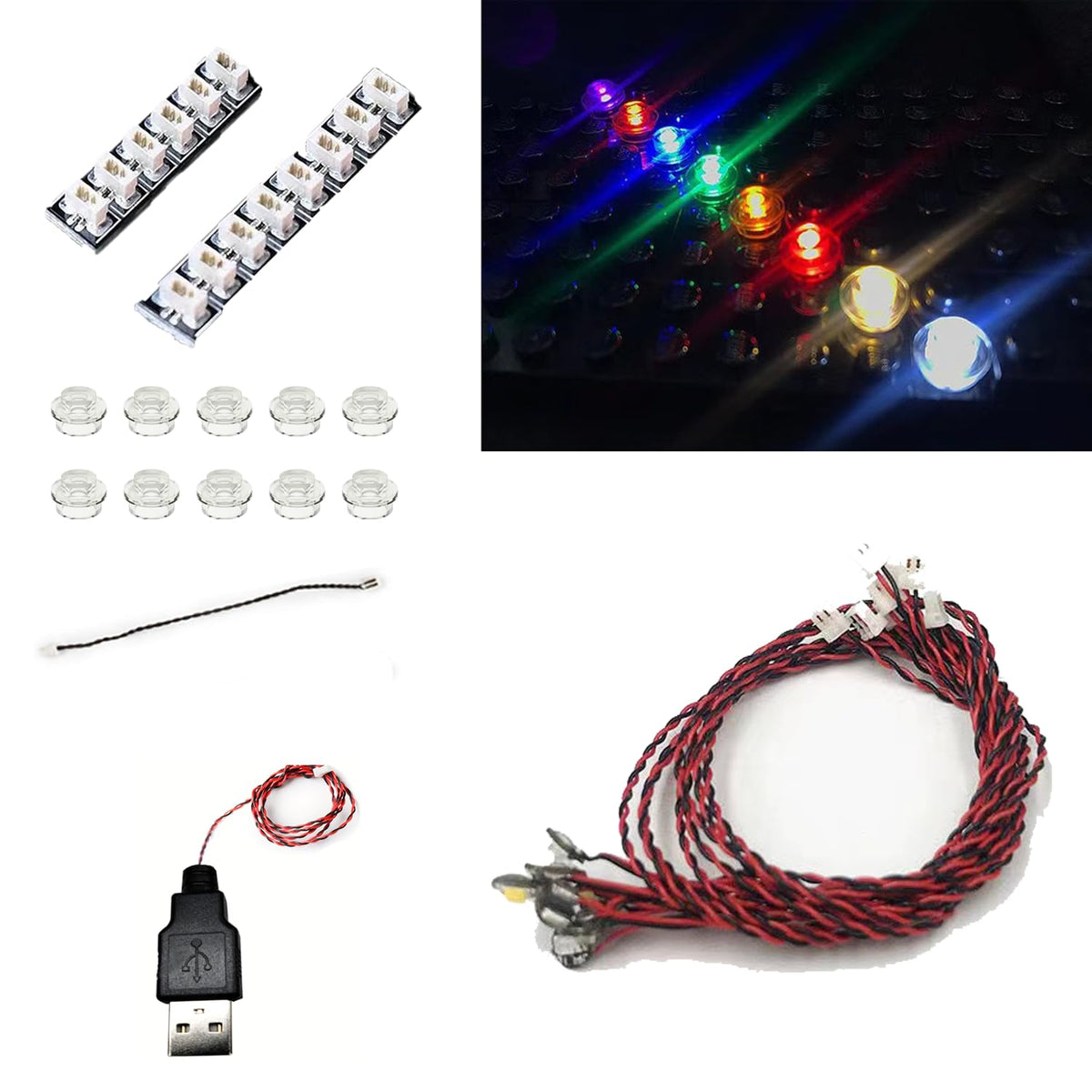 Colorful LED Lighting Kit dot lights provide uniform brightness for brick models