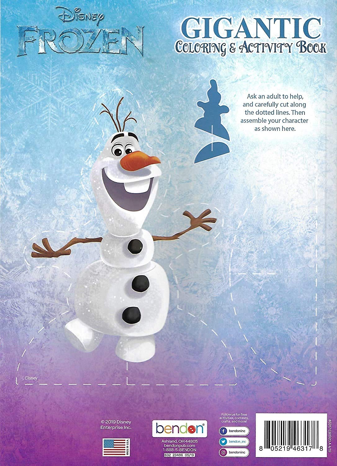 Coloring Books Frozen 2 Olaf stand-up back cover cutout for interactive display