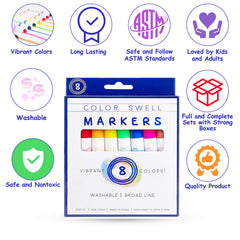 Color Swell party favors and gift bags become memorable with colored markers.
