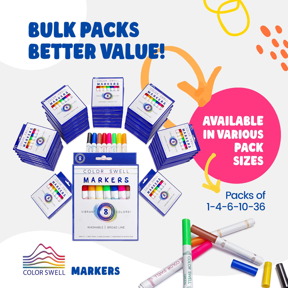 Color Swell washable non-toxic markers promote mess-free art sessions for kids.
