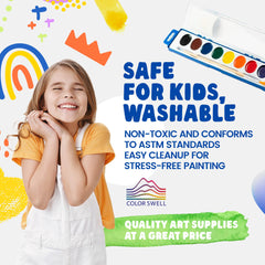 Color Swell eight-color palette offers vibrant pigments for quick kid-friendly painting.