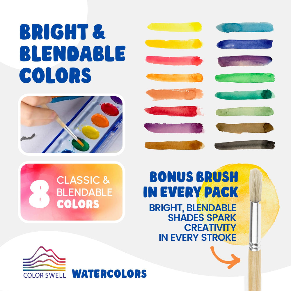 Color Swell wooden brush included for controlled brushwork and blending