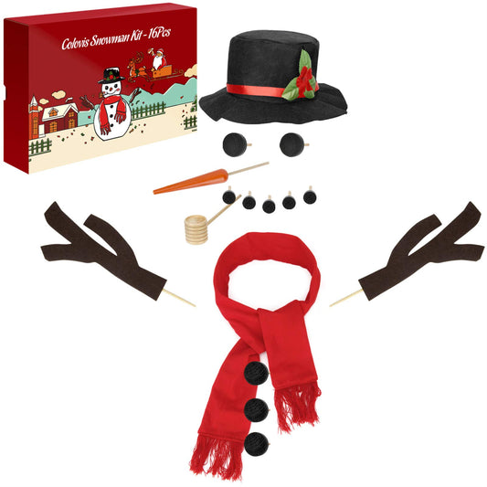 Colovis 16Pcs Snowman Decorating Kit ready for easy winter snowman setup