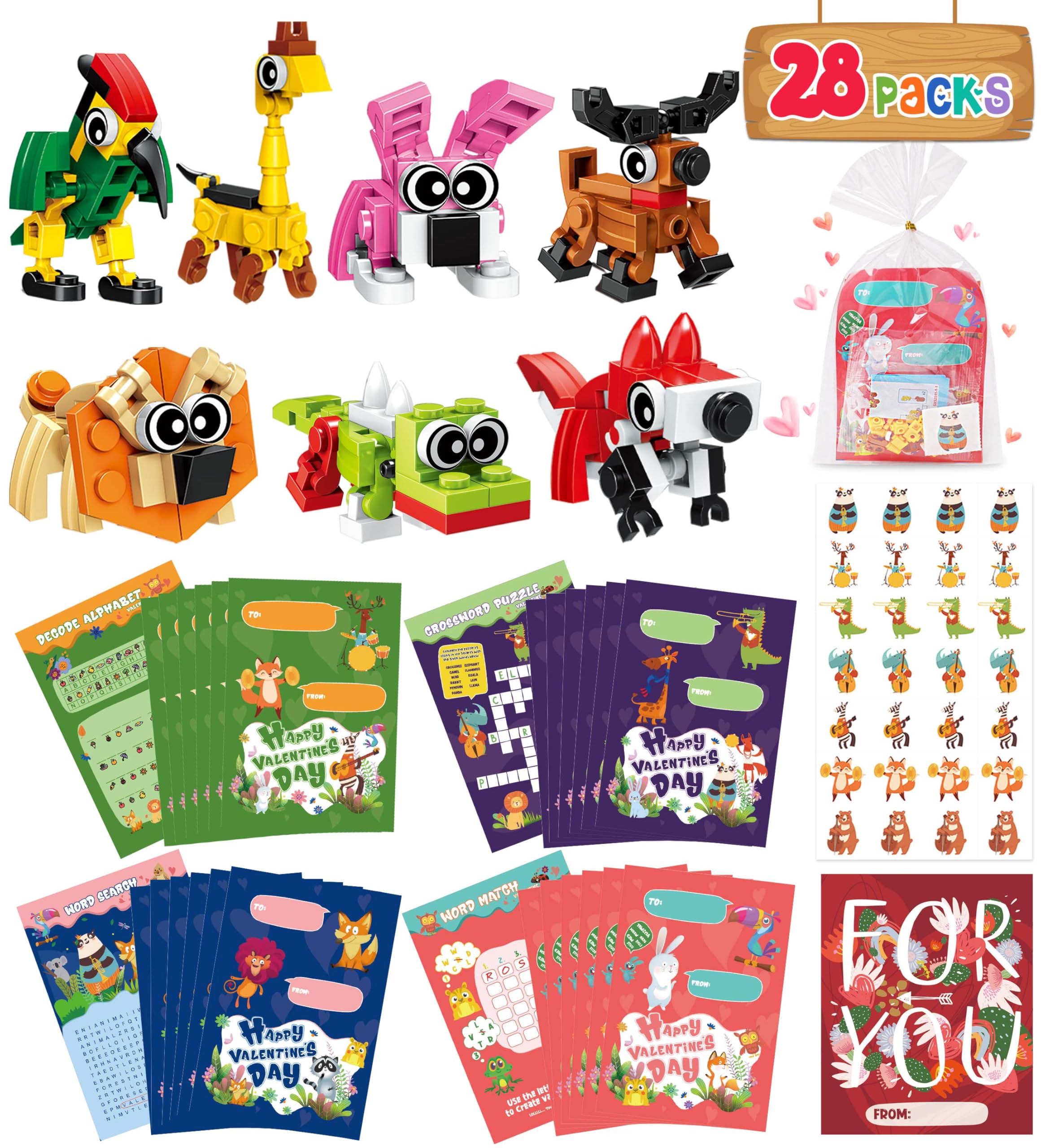 Colplay valentines animal blocks pack supports classroom building fun