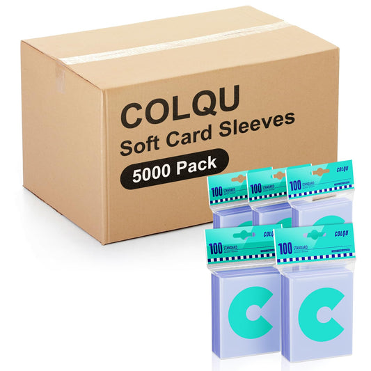 COLQU 5000ct clear card sleeves pack front view for crystal-clear protection.