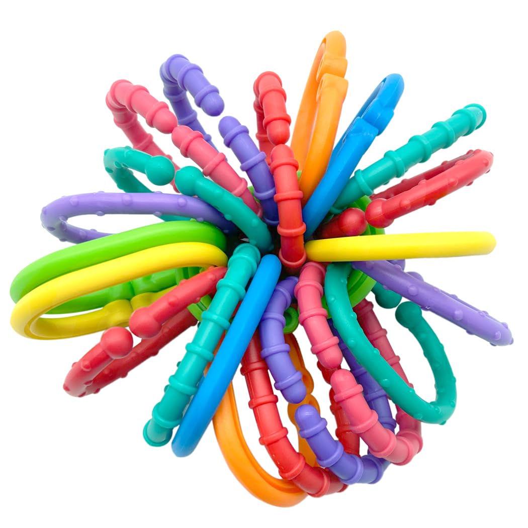 COLVWOFA links-to-go set with colorful rings for crib rail hanging and on-the-go play
